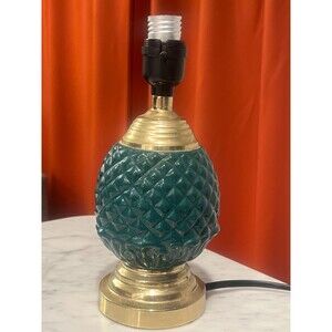Vintage green glass pineapple style table lamp 9.5 inches high